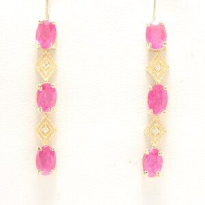 3.08 Ct Natural Ruby's and Diamond in 14K Solid Yellow Gold Stud Earrings